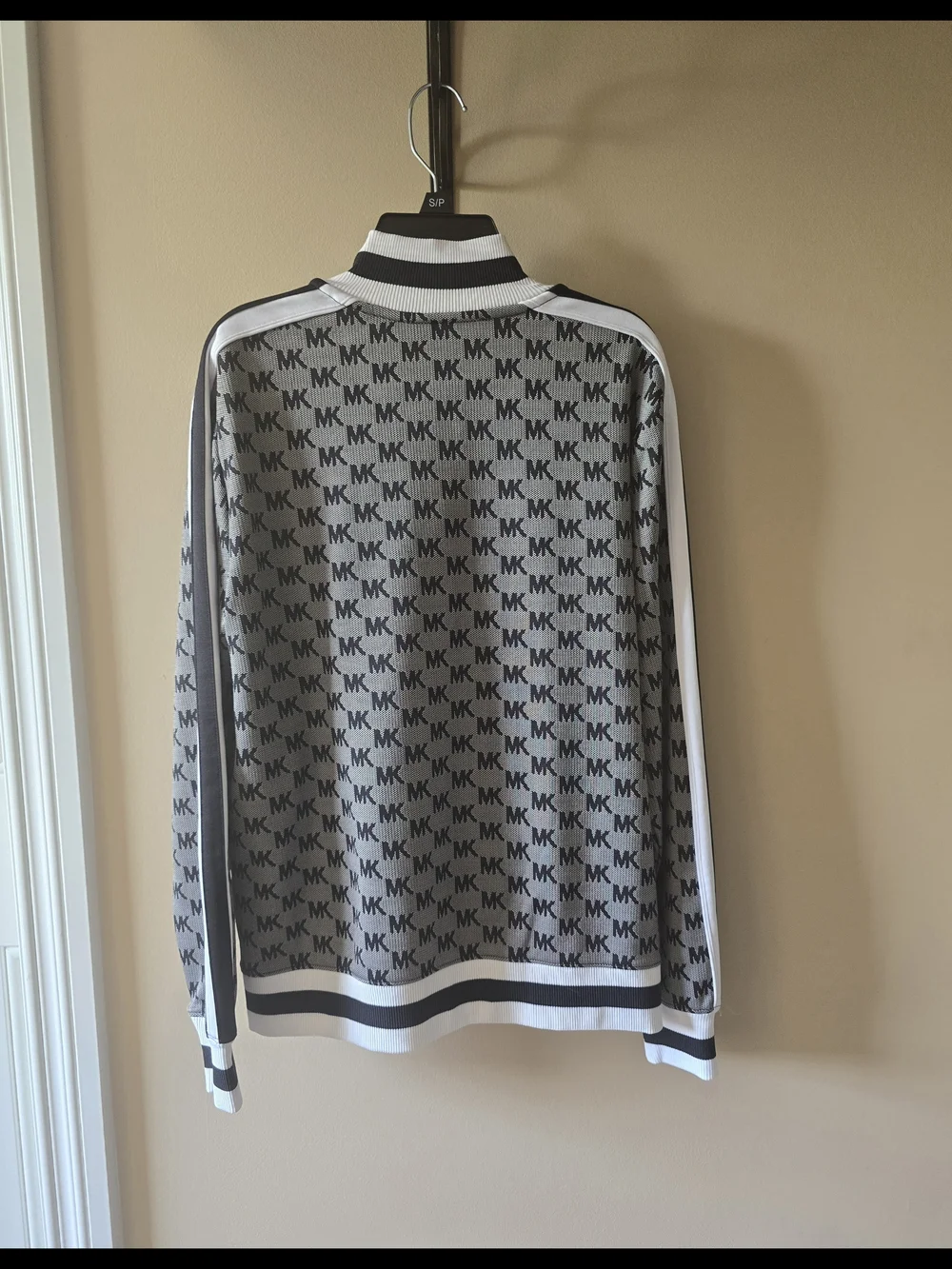 Michael Kors Black & White Monogram Half-Zip Pullover